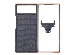 Capa De Telefone Plegável Para Xiaomi Mix Fold 2 Em Couro Nano Padrão Crocodilo Anti-risco Azul Protector