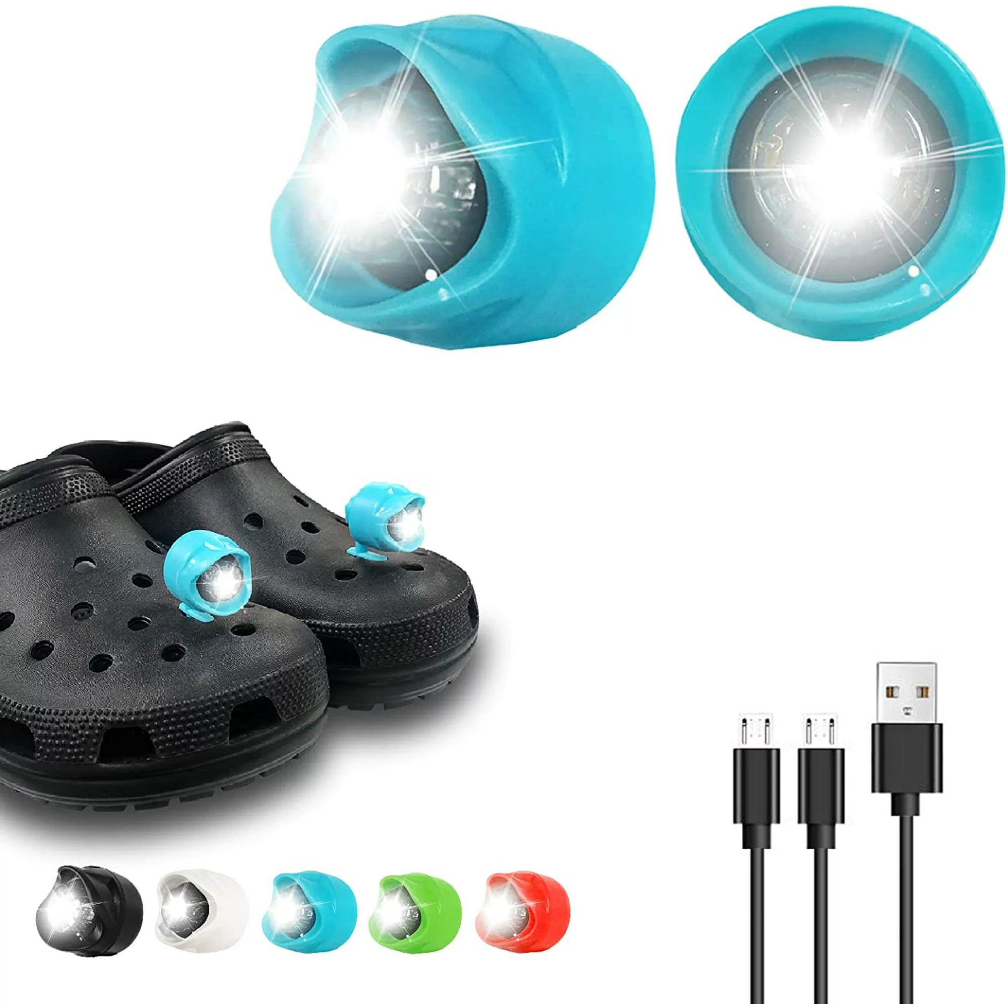 Luz para zapatos recargable impermeable Ipx5 con 3 modos de luz - Faro LED Crocs Clogs, paquete de 2 azul SIURN