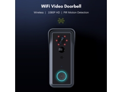 Timbre con cámara Wi-Fi HD 1080p, visión nocturna infrarroja y detección de movimiento | Sin marca