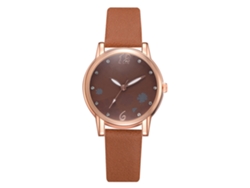 Reloj De Pulsera Analógico De Cuarzo Para Mujer Con Esfera Redonda, Color Café.