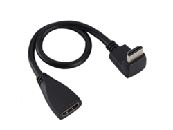 Cabo Hdmi Macho Para Fêmea De Alta Qualidade Com Curva De 90° Full Hd 1080p 30cm Pvc Preto
