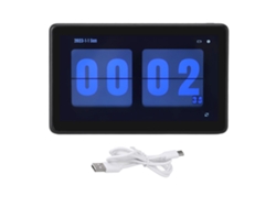 Reloj de escritorio digital con pronóstico del tiempo y corrección horaria