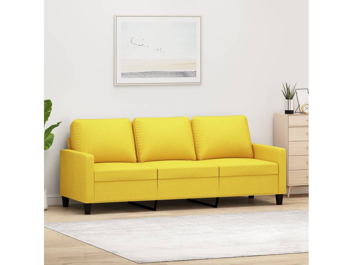 Sofá De 3 Plazas | Sofá De Salón | Sofá De Descanso De Tela Amarillo Claro 180 Cm Wsd378715
