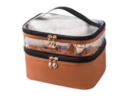 Neceser Impermeable De Doble Capa Con Cremallera Suave Y Cómoda Correa De Viaje - Marrón