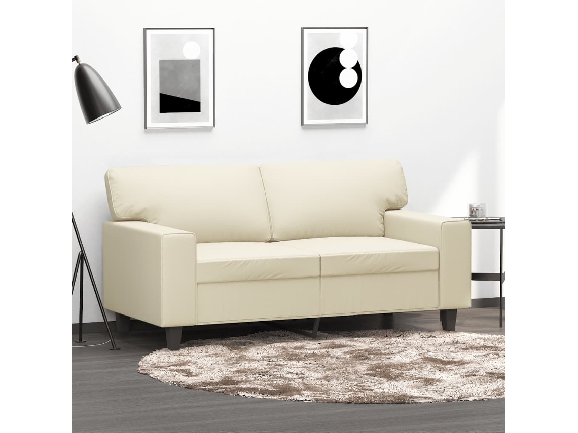Sofá De 2 Plazas | Sofá De Salón | Sofá De Descanso De Cuero Sintético Color Crema 120 Cm Wsd215956
