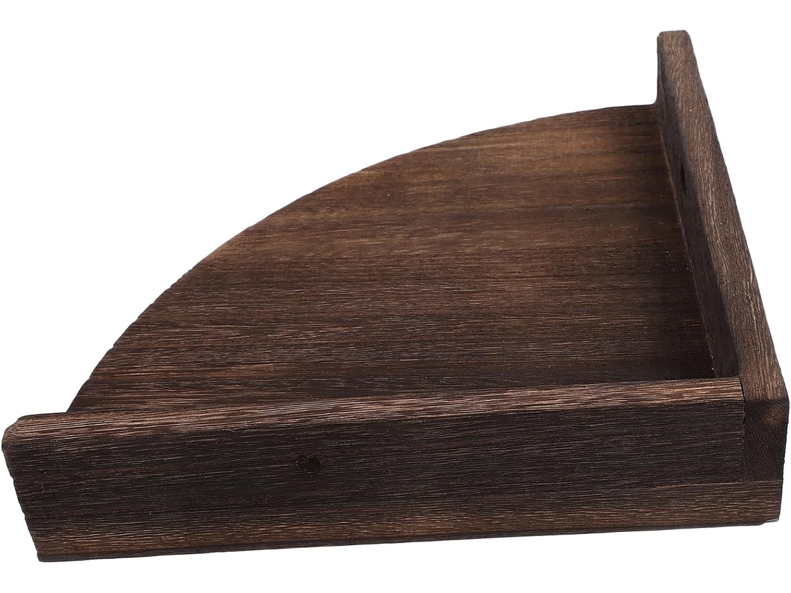 Estante De Pared Esquinero Rústico De Madera, Pequeño Soporte Flotante Para Pared