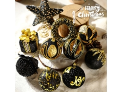 Decoración navideña Serie Oro Negro Bola Pintada 8cm Joy Ball Chennnls Adornos