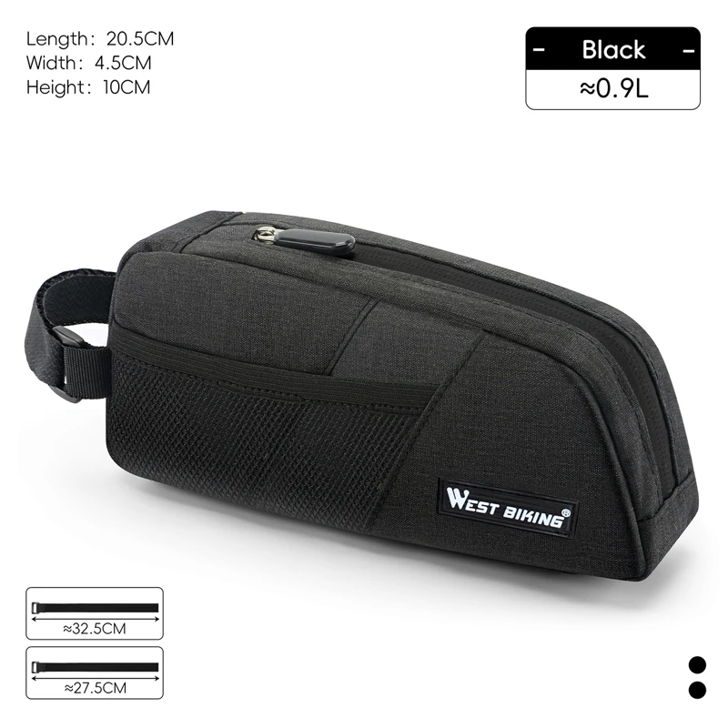 Bolsa Compacta Para Tubo Superior (negra) Para Cuadro Frontal Ligero, Portátil E Impermeable Con Correas De Liberación Rápida