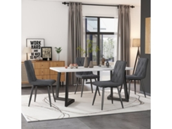 Silla Comedor (4 St), Gris Oscuro, Silla De Diseño Con Respaldo, Asiento De Lino Twill, Estructura Metálica, Patas Metálicas