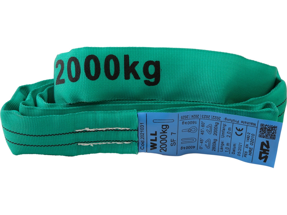 Cinta Redonda SHZ Sling 1M, Max. Load 2000 kg Nach En 1492-2 Sf7 Green