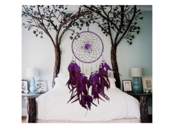 Cazar Sueños Artesanal Pared Decorativa Colgante Morado Regalo Materiales De Calidad Hierro Pluma Acrículo