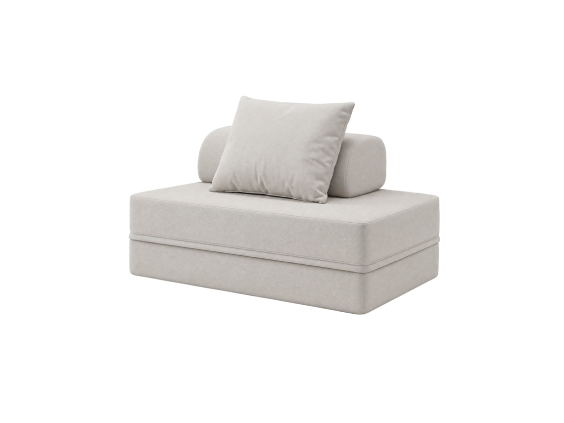 Sofá Modular 2 Lugares Convertible Liso Cinza Gelo