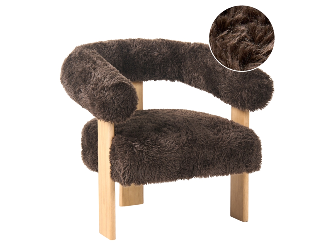 Poltrona Beliani Ilbro De Pelo Sintético Castanho 77x68x76