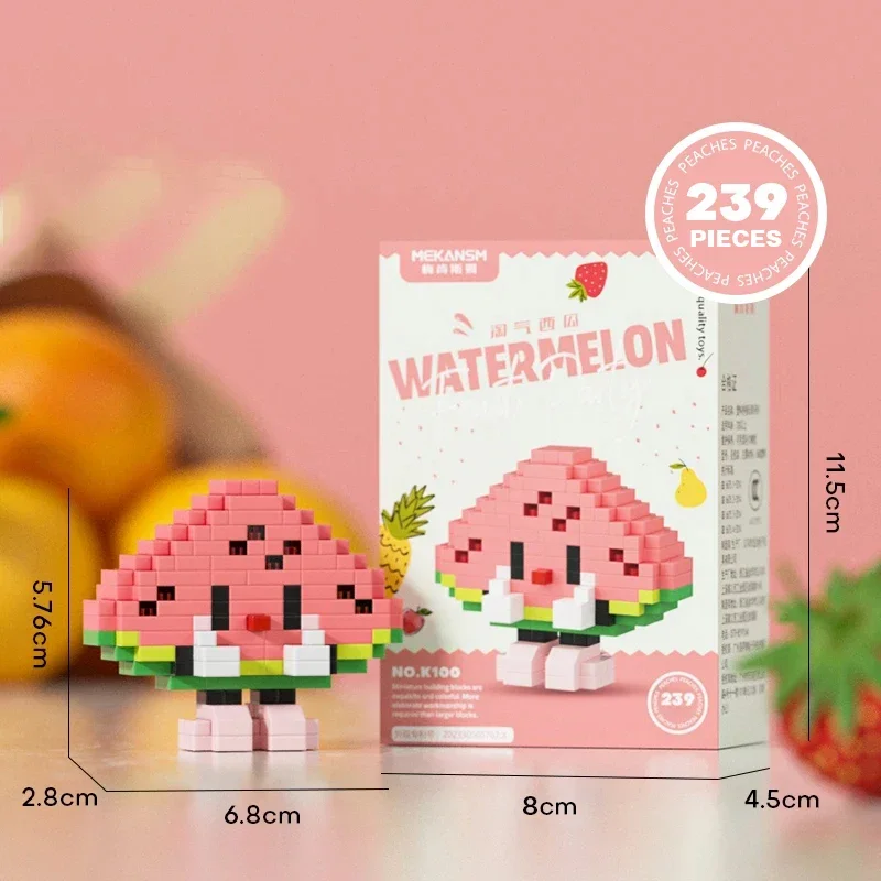 Bloques De Construcción De Frutas, Mini Juego De Rompecabezas De Montaje Diy, Decoración Del Hogar