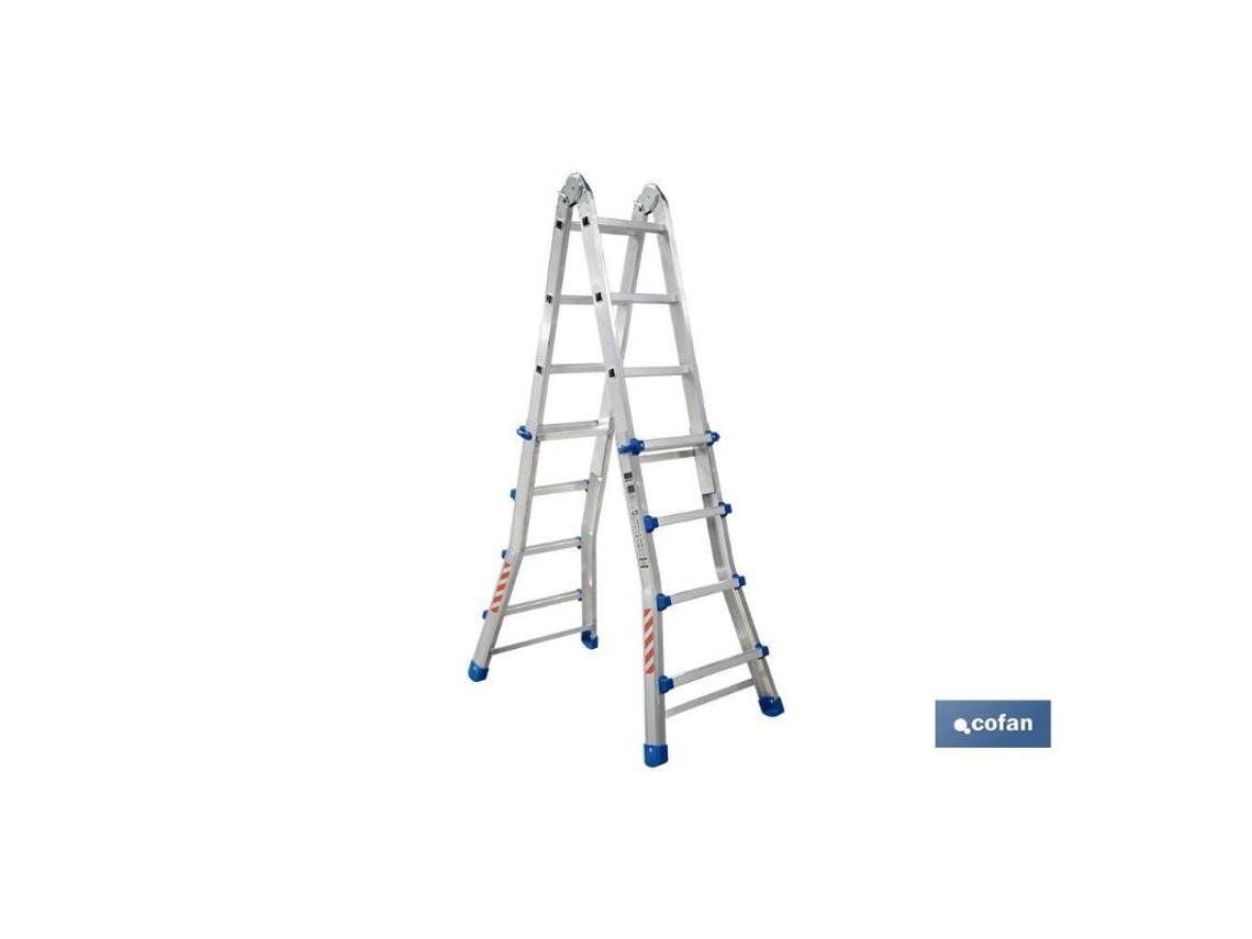 Escalera Plus Aluminio Multiposición 4 X 4 Peldaños Y 3,83 M