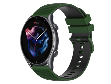 Correa de reloj inteligente de silicona a cuadros de dos colores de 22 mm para Amazfit GTR 3 (verde Amy + negro)