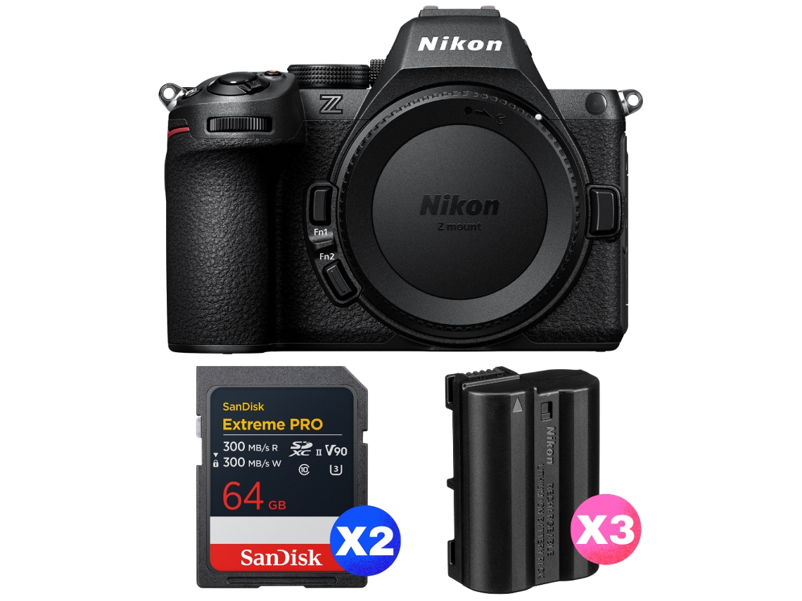 Z5 II + 2 tarjetas Sandisk Extreme Pro UHS II SDXC de 64 GB + 3 cámaras Nikon EN EL15C + libro electrónico “20 consejos para fotos impresionantes” NIKON