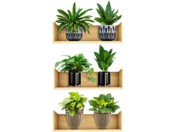 Juego 3 Pegatinas Pared Verdes 20x30 Decoración Estar Dormitorio Reposicionables Plantas Maceta Papel Tapiz