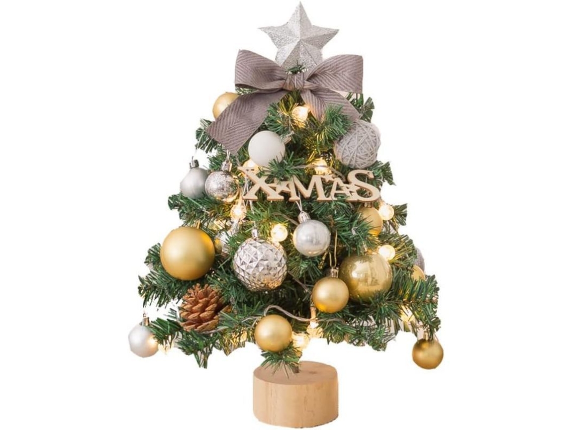 Mini Árbol De Navidad De Mesa De 45 Cm Con Luces, Decoración Navideña