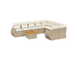 Conjunto de 9 sofás de jardín con cojines de mimbre beige MAISON EXCLUSIVE (90x200 cm)