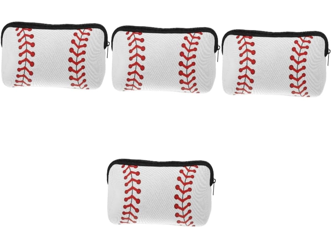 Neceser Portátil Impermeable De 4 Piezas Estilo Béisbol Para Cosméticos Y Artículos De Aseo, Ideal Para Viajes.