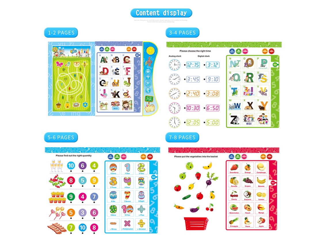 2026 Libro Interactivo Con Sonidos Para Niños 3+ Con Lápiz Educativo Juguete Didáctico De Aprendizaje Letras Números Animales
