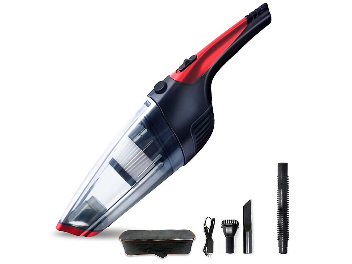 Aspirador portátil inalámbrico, con cable de carga USB (negro + rojo)