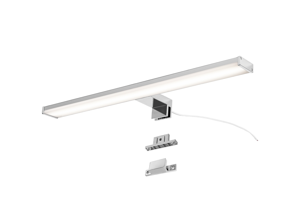 Aplique de pared LED IP44 de 12 W y 50 cm para baño, espejo y mueble, fino, en aluminio cromado con luz blanca neutra Alpinaluz