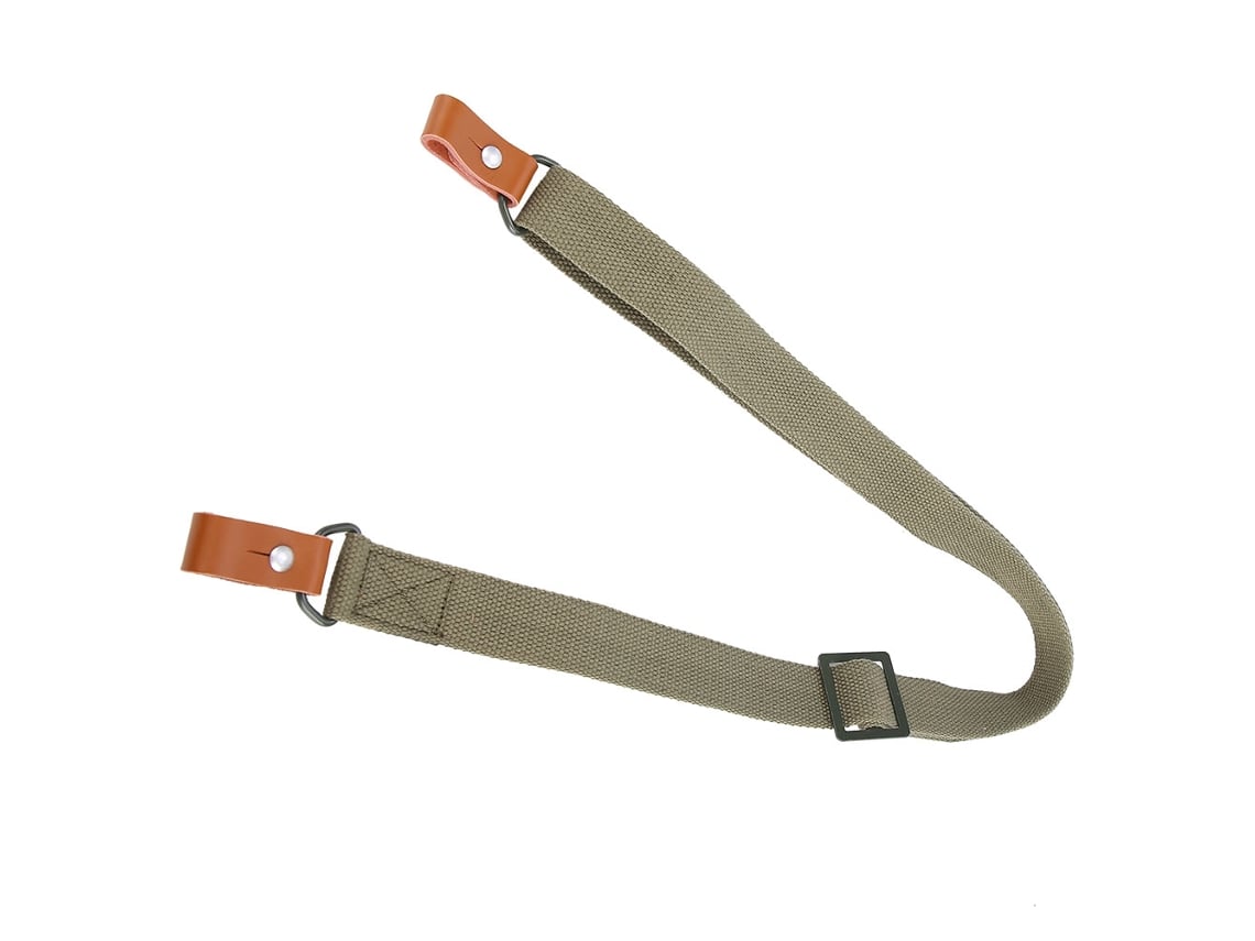 Correia Tática Ajustável Para Rifle De Caça 2 Pontos De Couro E Nylon Verde Militar