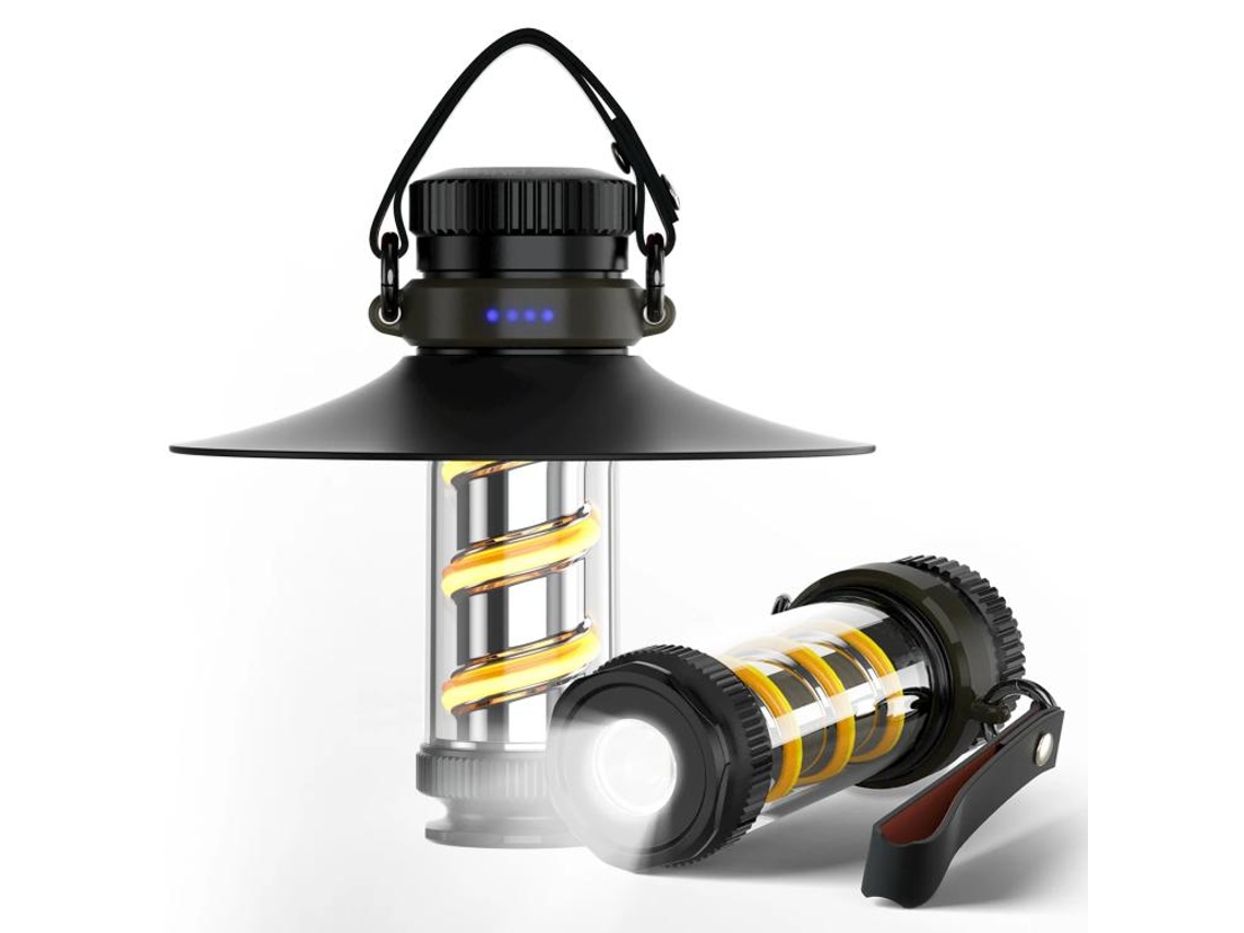 Linterna de camping portátil, iluminación de emergencia para actividades al aire libre, linterna portátil para tienda de campaña (negra)