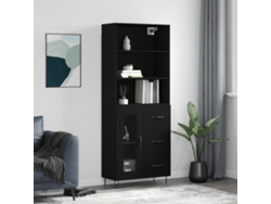 Aparador Alto Madera Contrachapada Negro 69,5x34x180 Cm