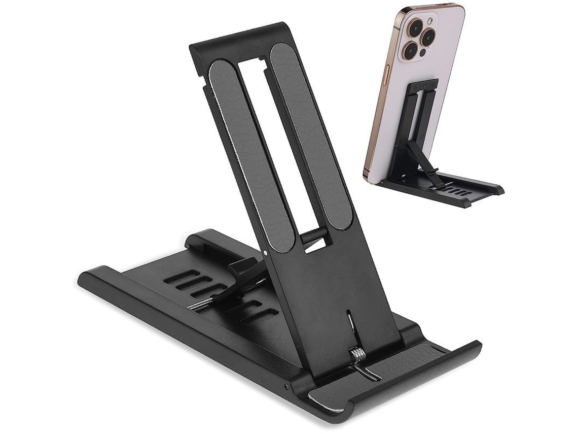 Mini Soporte Plegable Para Teléfono De Escritorio, Altura Ajustable, Portátil, Ideal Para Viajes Y Como Accesorio De Oficina (negro)