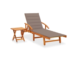 Tumbona de jardín Mueble para patio Asiento de jardín con mesa y cojín madera maciza de acacia