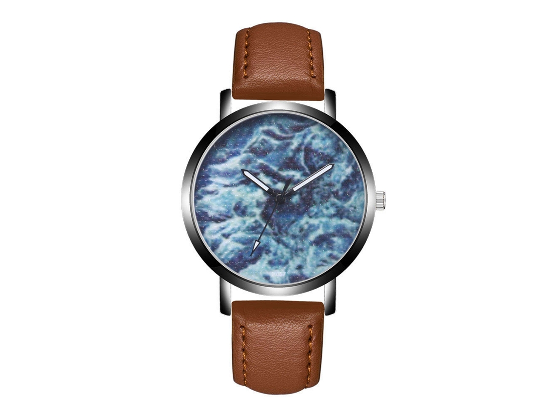 Reloj De Pulsera Para Hombre De Cuero Café Claro Analógico De Cuarzo Con Dial Redondo