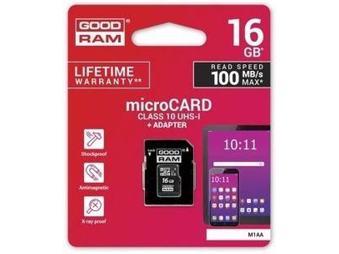 Tarjeta de Memoria Micro SDHC GOODRAM M1AA-0160R12 (16 GB - 100 MB/s)