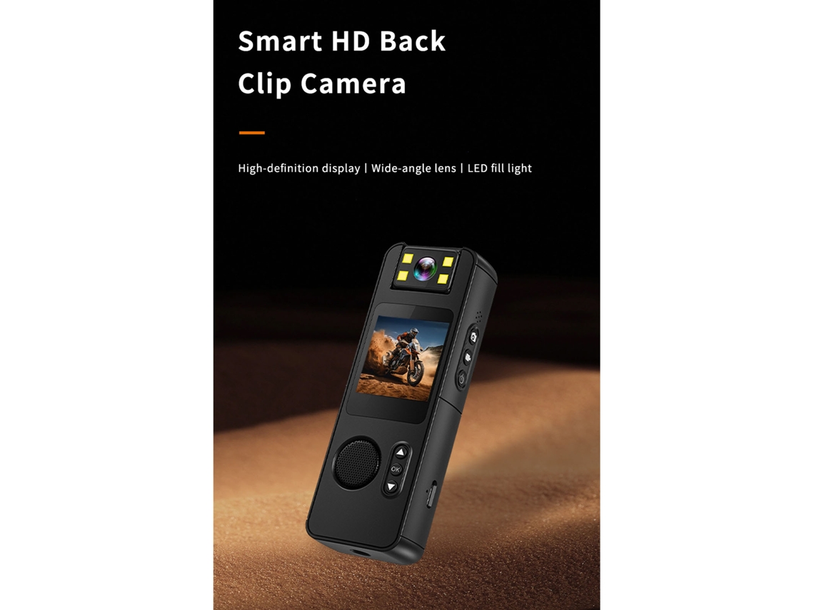 Câmera Portátil Vestível 1080p Hd Com Detecção De Movimento, Ângulo Largo E Clip Magnético Para Segurança