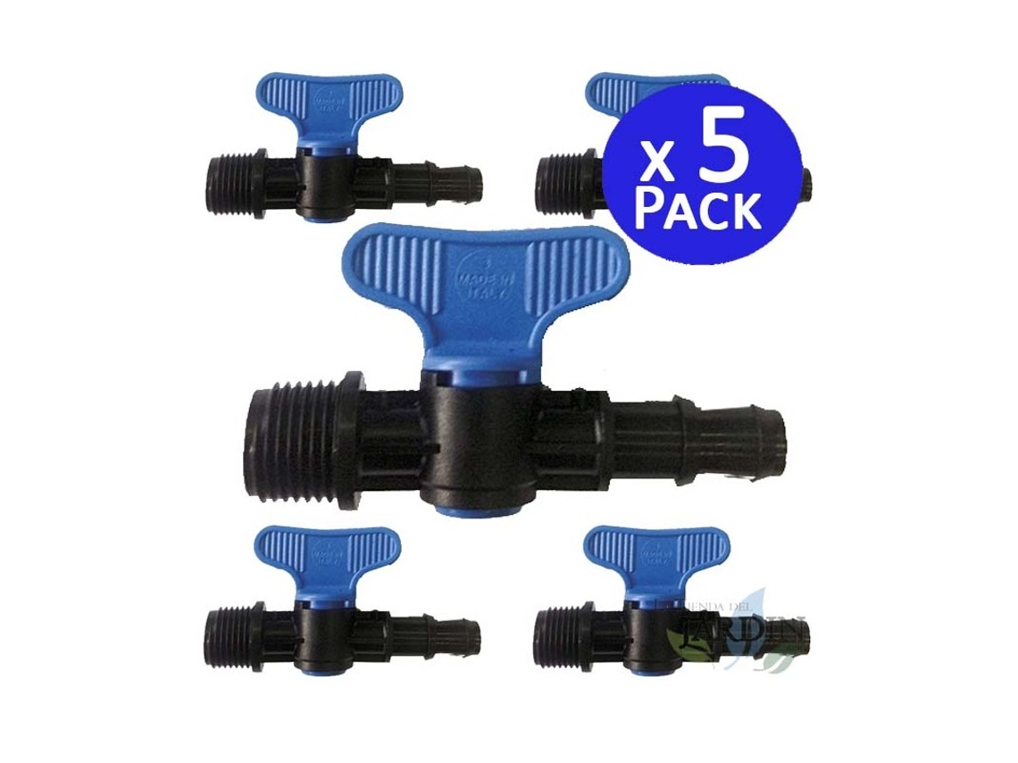 Llave de Paso Riego Goteo 16Mm X 3/4'' Pack 5 SUINGA