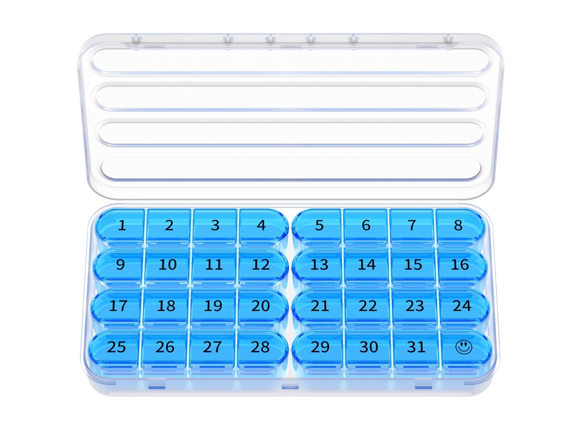 Organizador De Pastillas Chrui 31 Días 1 Vez Al Día Para Viaje Sin Bpa (azul)