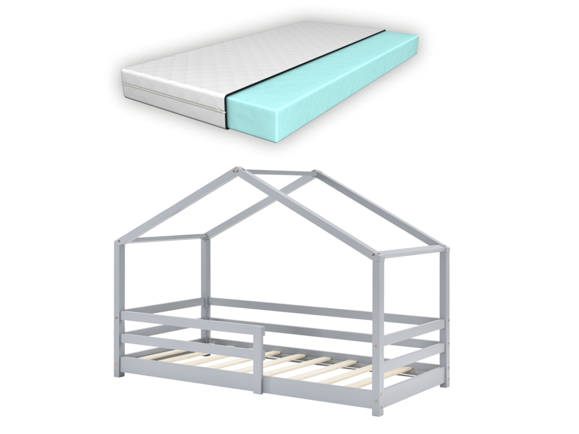 Estructura de Cama Infantil [EN.CASA] (Gris - Madera - 70 x 140 cm)