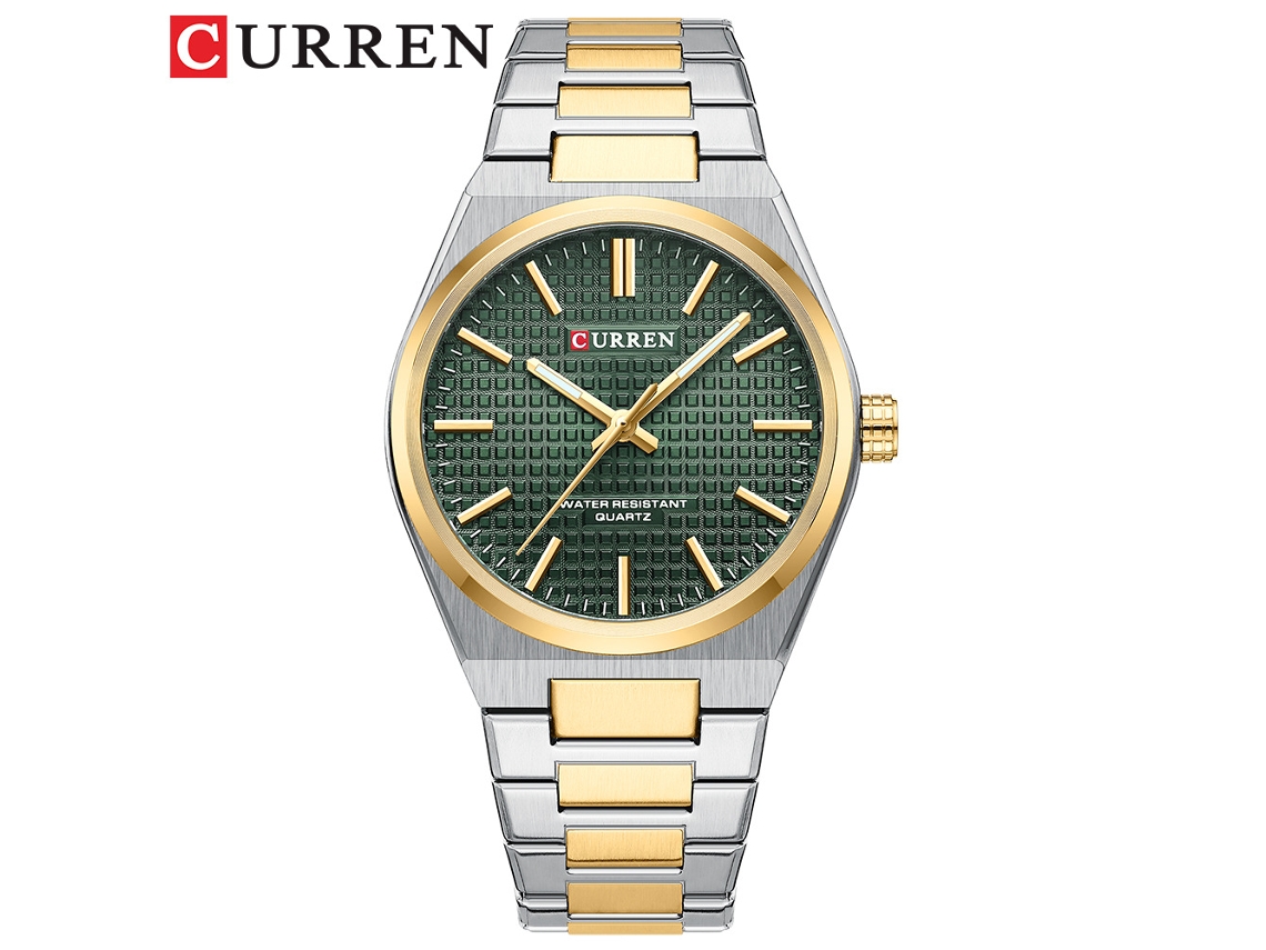 Reloj De Pulsera Sencillo Para Hombre (dorado, Blanco Y Verde), Ideal Para Negocios. Reloj De Pulsera Redondo Con Correa De Acero Para Parejas.