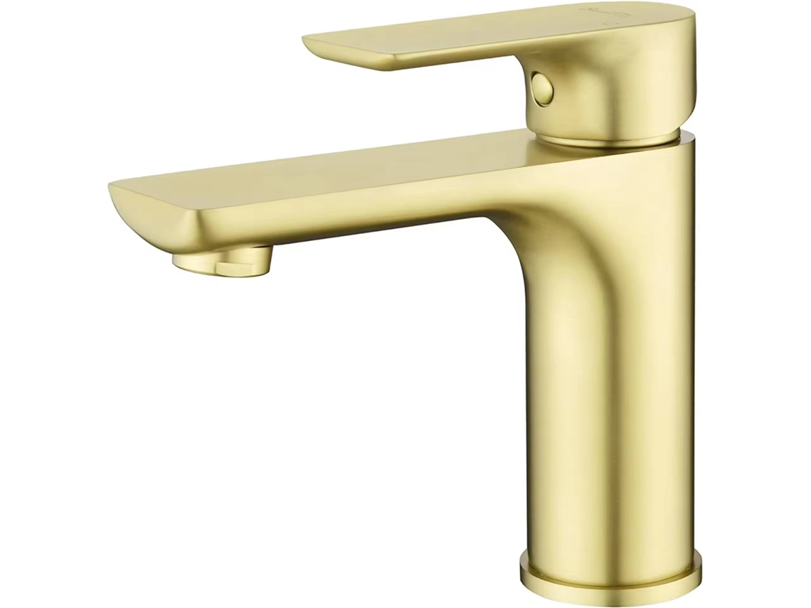 Grifo De Lavabo 060 En Latón Dorado Cepillado, Colección Scamandre