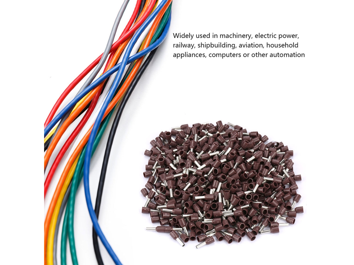 Omni-500 Piezas/set Terminales E2508 De Pression Fría Tubulares Aislados Conector De Cable Marrón