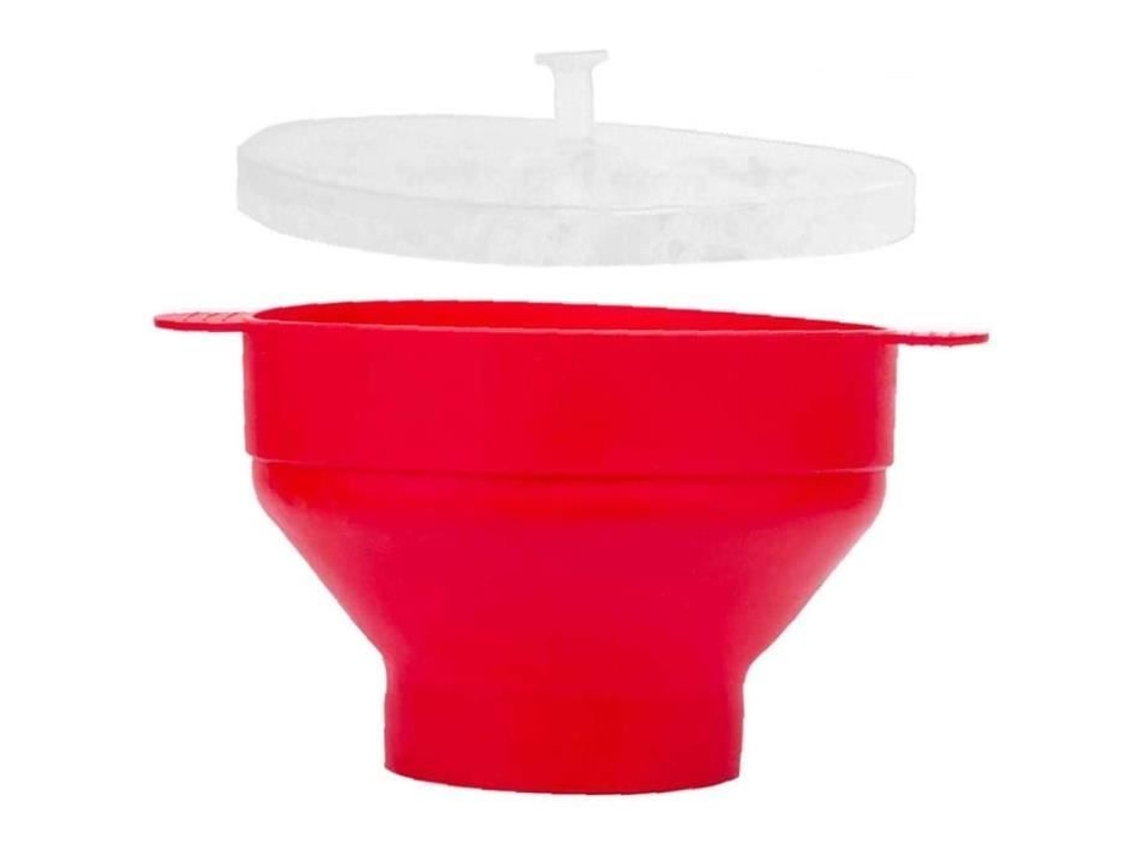 Tazón de palomitas de maíz plegable de silicona resistente al calor - Rojo sin marca