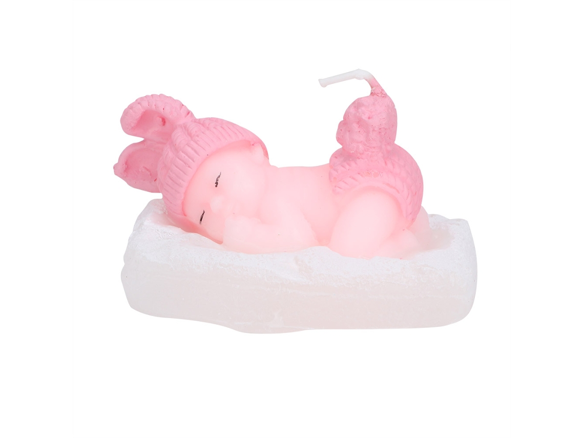 Vela de cumpleaños rosa para bebé, sin humo, con corona.
