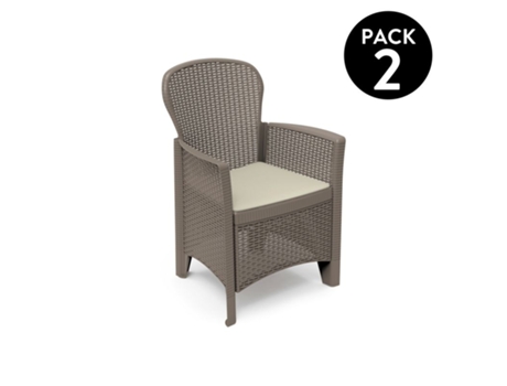 Pack 2 Sillones DUEHOME (57 cm x 86 cm - Polipropileno - Taupé)