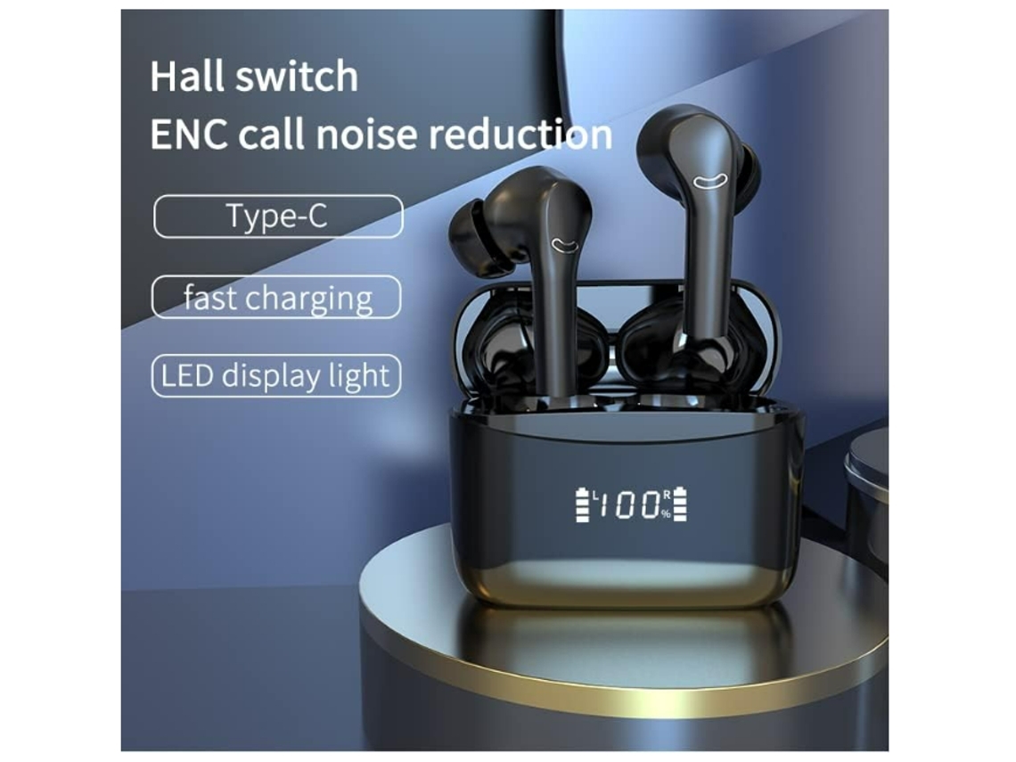 Auriculares inalámbricos con indicador de carga Led, auriculares Bluetooth 60H con estéreo Hifi impermeables, auriculares Bluetooth para YEMAESRE