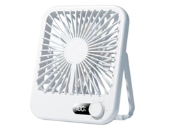 Ventilador Portátil De Mesa Com Carregamento Usb E Indicador Digital De Carga Da Bateria (branco)