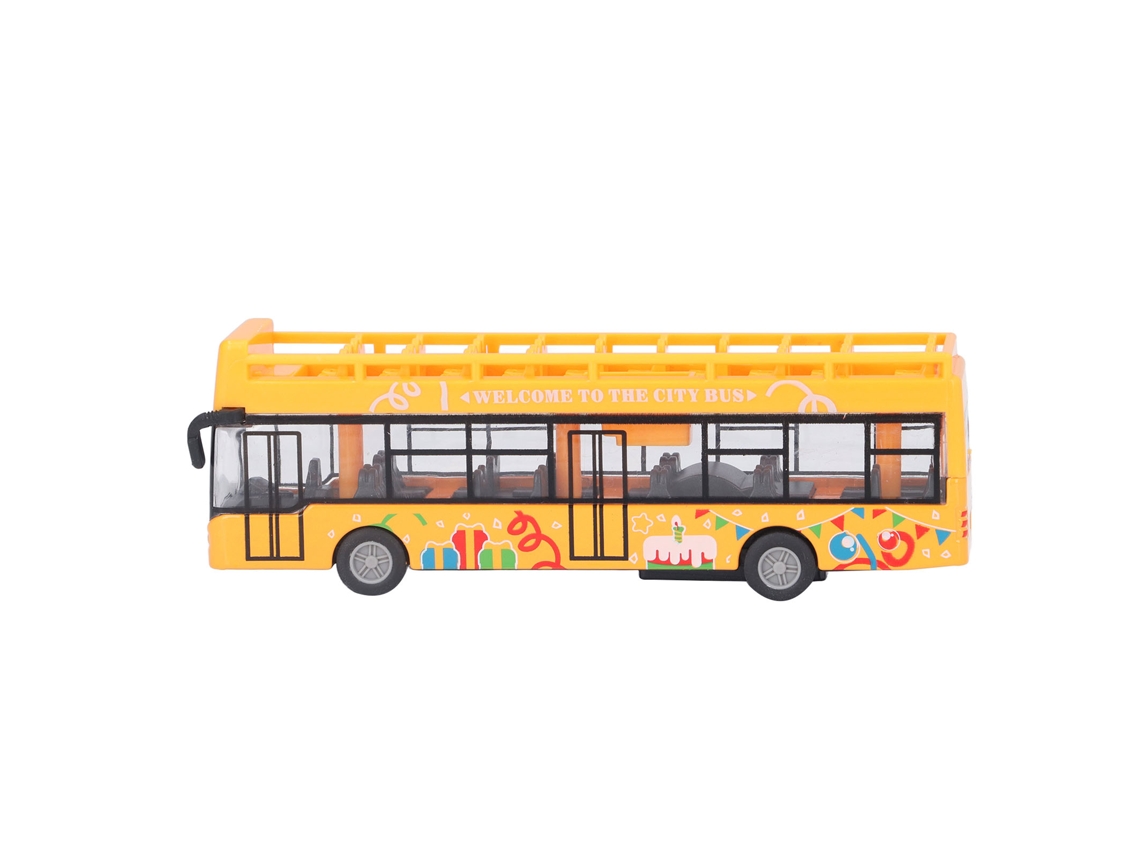Autobús De Juguete De Aleación Con Función De Marcha Atrás De Alta Simulación Para Niños - Amarillo