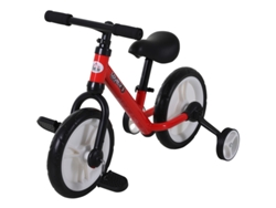 Bicicleta De Equilibrio 2 En 1 Con Ruedines, Pedales Y Asiento Ajustable, Apta Para Niños De 2 A 5 Años, Color Rojo, 85 X 36 X 54 Cm.