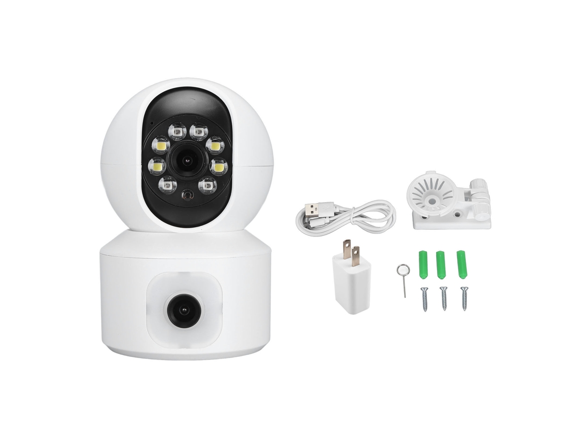 Cámara De Seguridad Hogar Con Doble Lente 2mp Wifi Interior, Intercomunicación Bidireccional Para Bebé, Ancianos, Mascotas 100-240v Plug Us